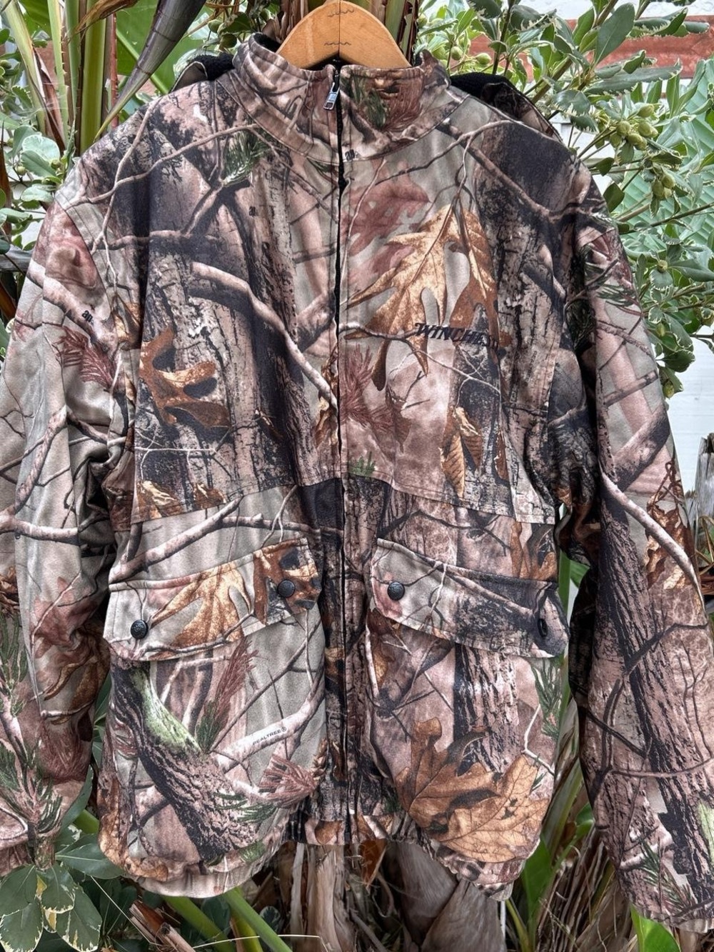 Vintage 2000s Winchester Realtree Camo Hooded Hunting Jacket Mens M
